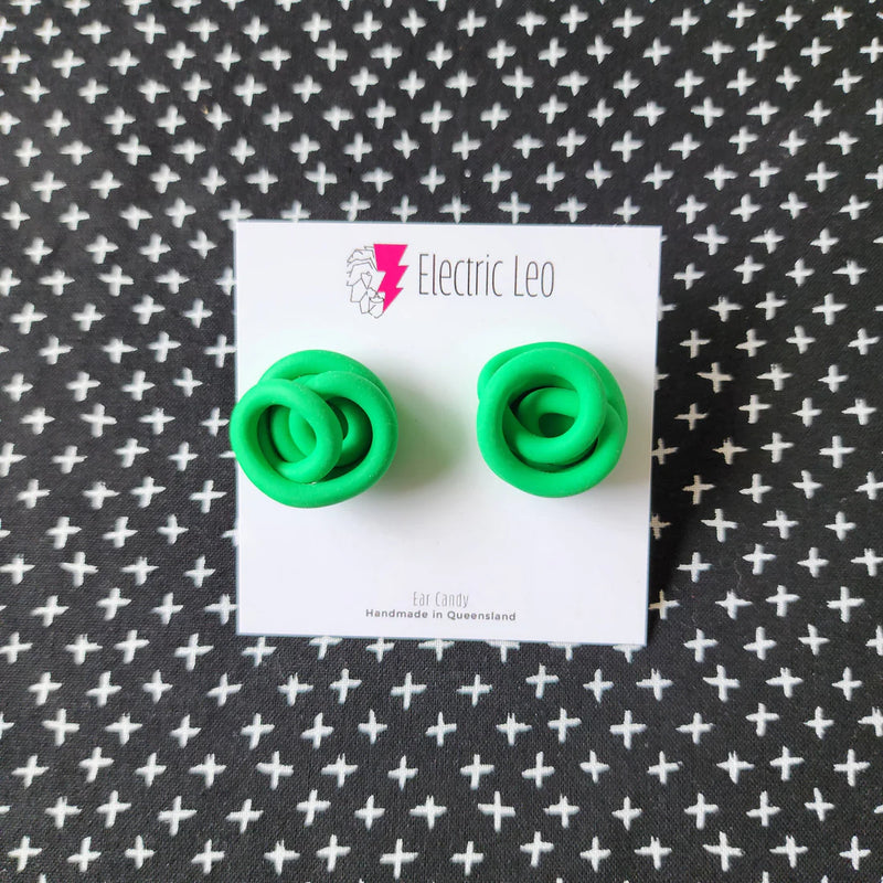 Electric Leo | Kelly Green Squiggle Studs