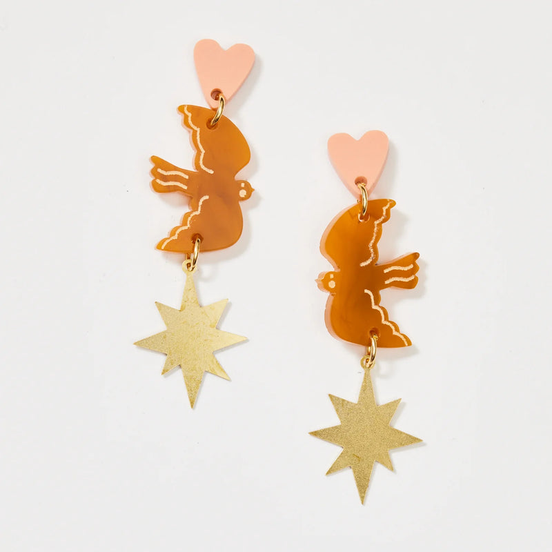 Martha Jean | Star Bird Earrings - Tan