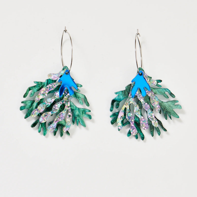 Martha Jean | Seaweed Earrings - Emerald/Mermaid