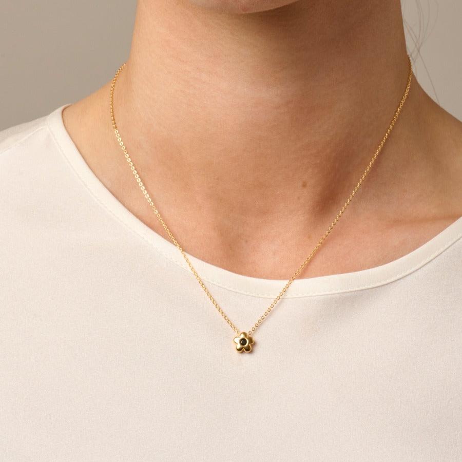 Tiger Tree | Gold and Black Crystal Daisy Necklace