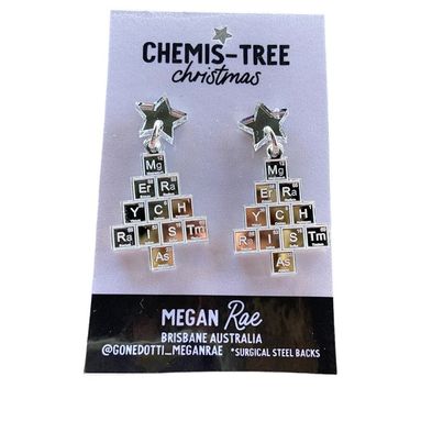 Megan Rae | CHEMIS-TREE Christmas Periodic Table EARRINGS-Silver Mirror