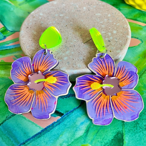 Salvation  | Purple Hibiscus Earrings