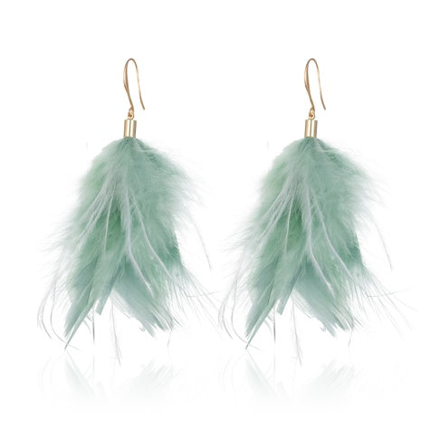 TID | Feather Dangles Earrings Light Green