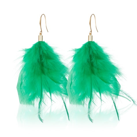 TID |Feather Dangles Earrings Green