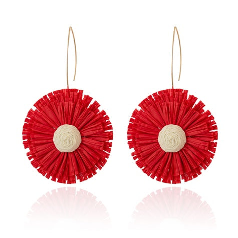 TID | Bold red raffia flowers dangles