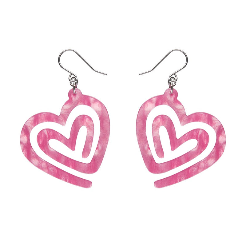 Erstwilder | Heart Maze Ripple Drop Earrings Pink