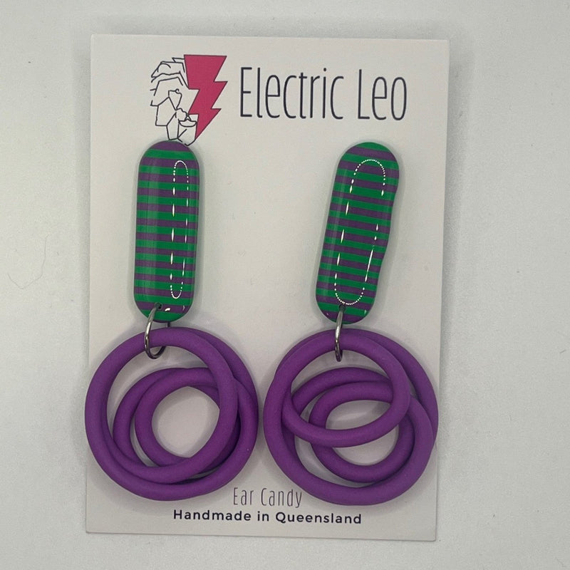 Electric Leo | Purple with green stripe squiggle drops