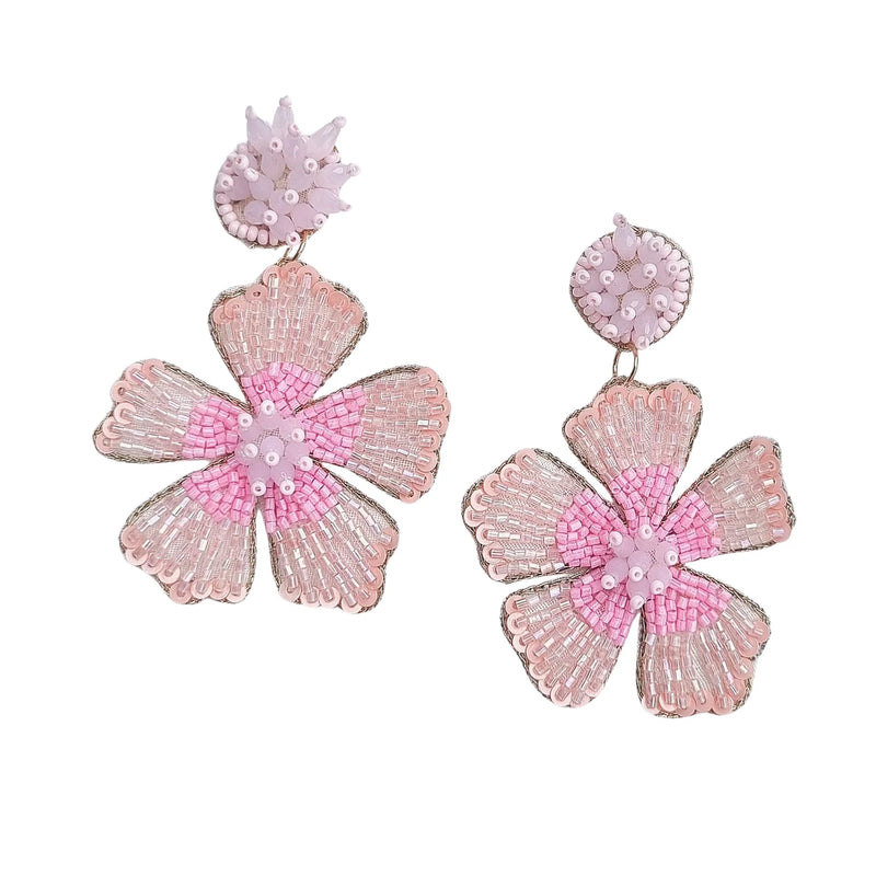 Zoda | Beaded Earring -pink flower