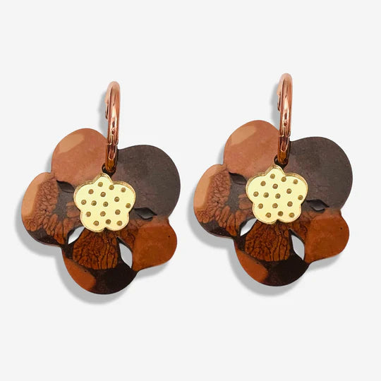 Bobbi Frances Earrings | Retro Chocolate Blooms