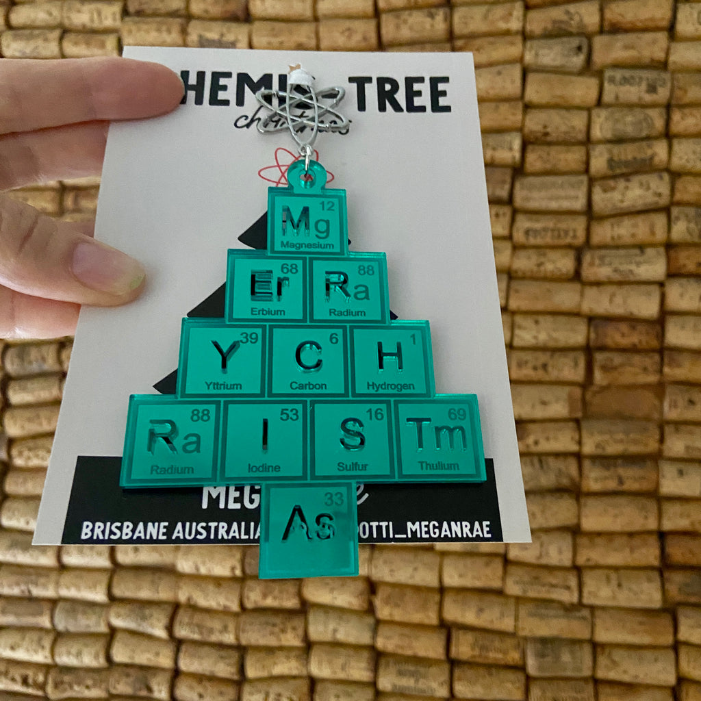 Megan Rae | CHEMIS-TREE Periodic Table Christmas ORNAMENT - Green Mirror