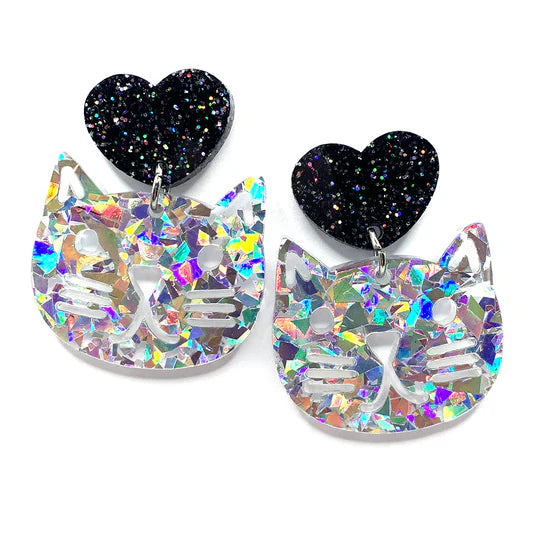 Blossom and Cat | Happy Heart Cat · Glitzy Silver