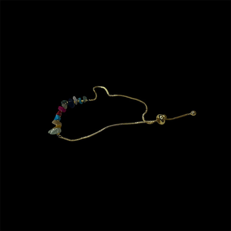 TID | Gold bracelet - Multi stones with adjustable chain