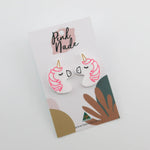 Pink Nade | Unicorn Statement Studs