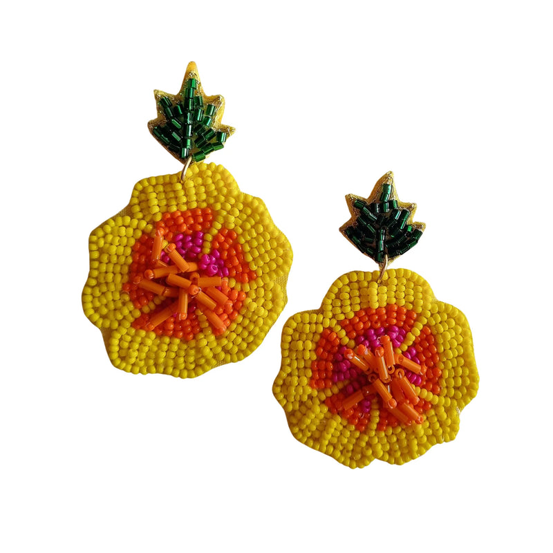 Zoda | Drop Earrings - Beaded Flowers