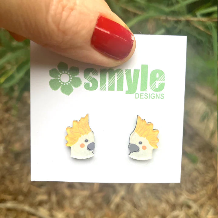 Smyle Designs | Sulphur Crested Cockatoo Studs