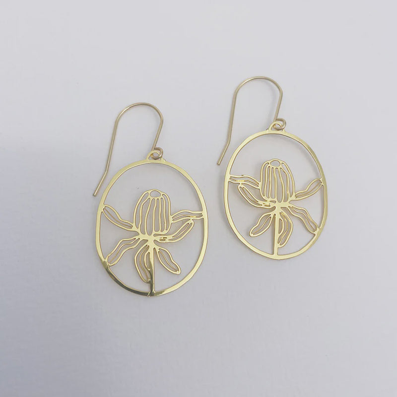 Denz | Mini Banksia Flower earrings in Gold