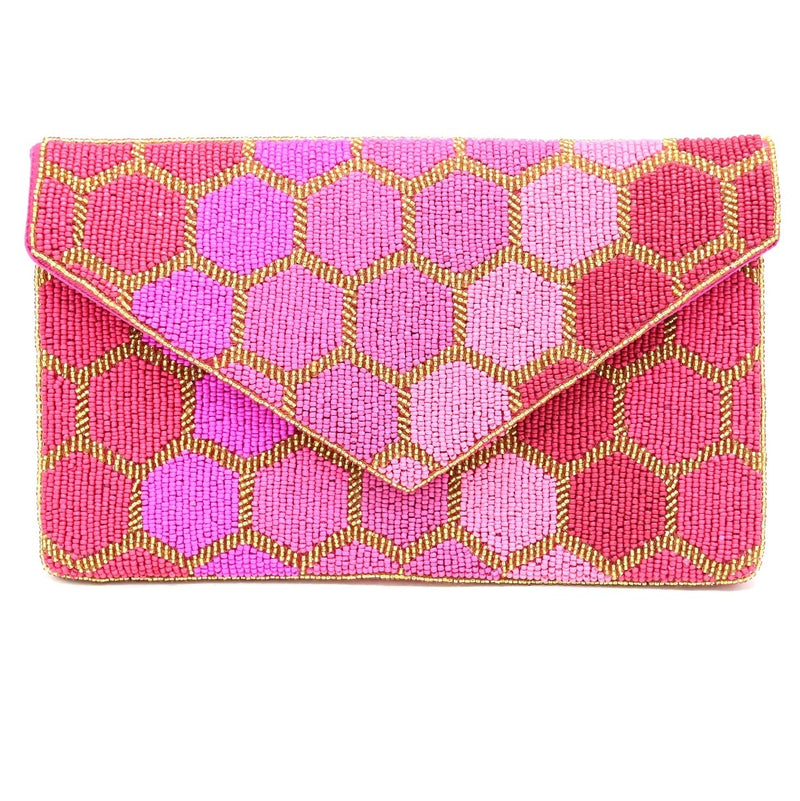 Anna Nova | Beaded Pink polka dot Clutch