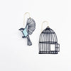 DENZ | Birdcage and Bird Earrings in Black & Duck Egg