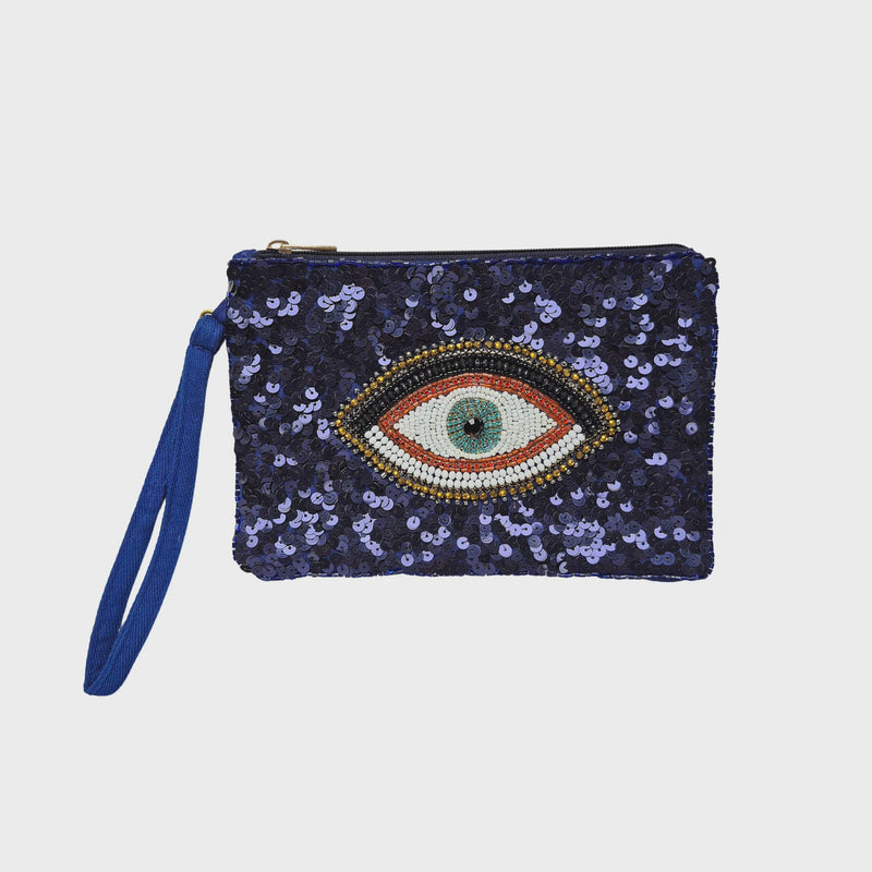 Zoda | Blue Eye Beaded Clutch