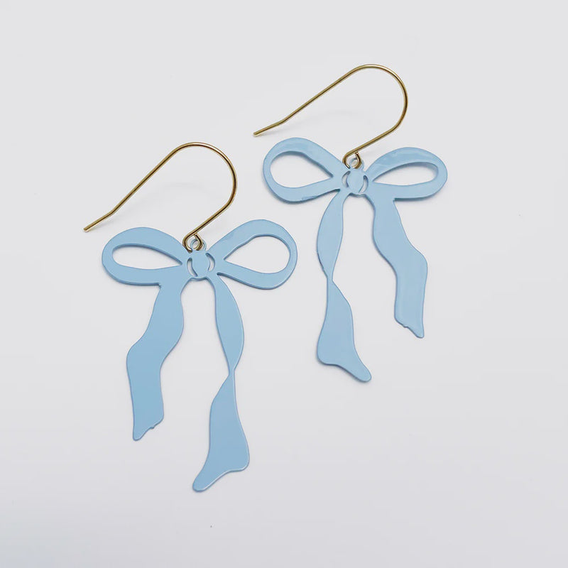 Denz | Midi Bow earrings in Powder Blue