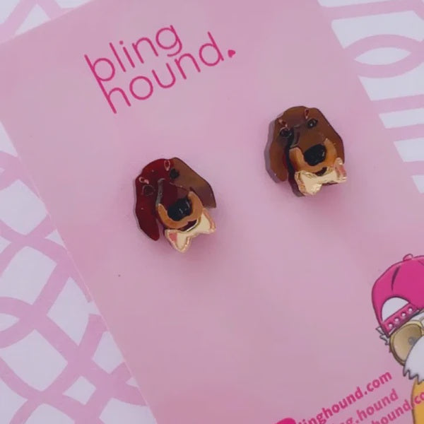 Bling Hound | Dachshund Studs - Brown/Tan