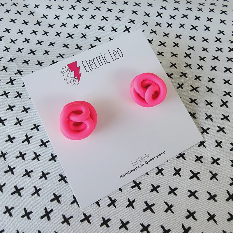 Electric Leo | Fluro Pink Mini Squiggle Studs