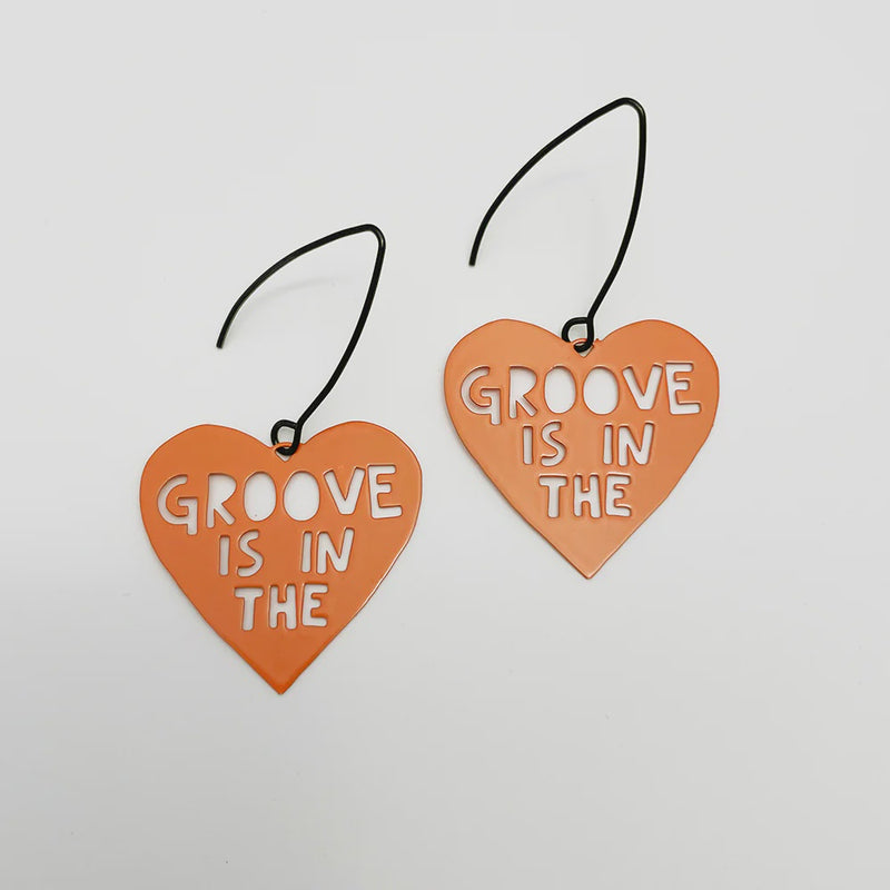 Denz | Mini Groove is in the Heart earrings in Orange