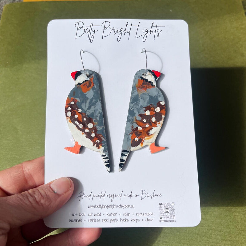 Betty Bright Lights | Zebra Finch Earrings