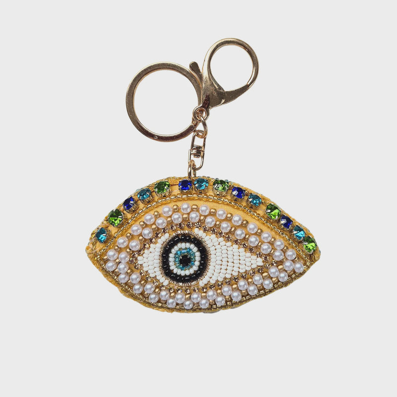 Zoda | Beaded Keychain Gold Eye heart