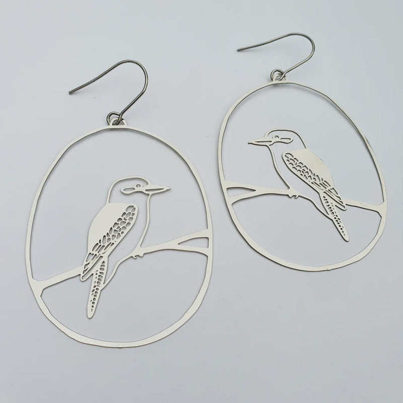 Denz | Kookaburra earrings in Silver