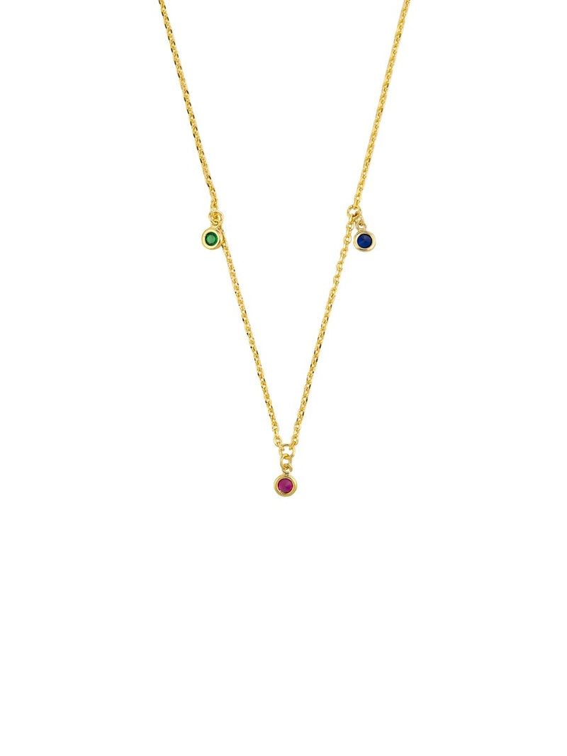 Tiger Tree | Gold Multi Crystal Bezel Necklace