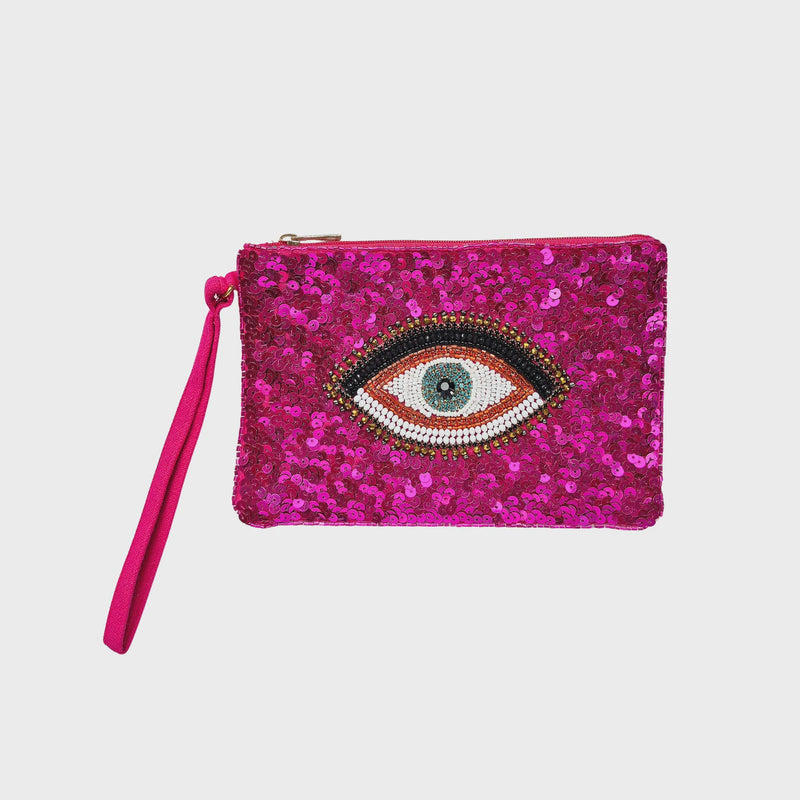 Zoda | Pink Eye Beaded Clutch