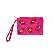 Zoda | Fuschia Lips Beaded Clutch