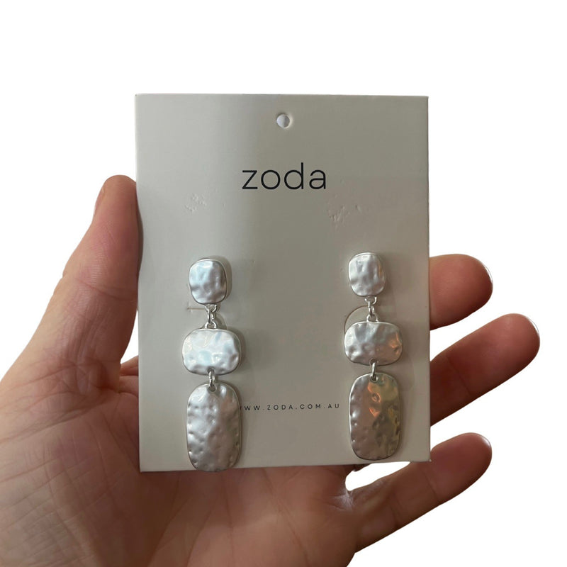 Zoda | Textured Metal Earring Silver