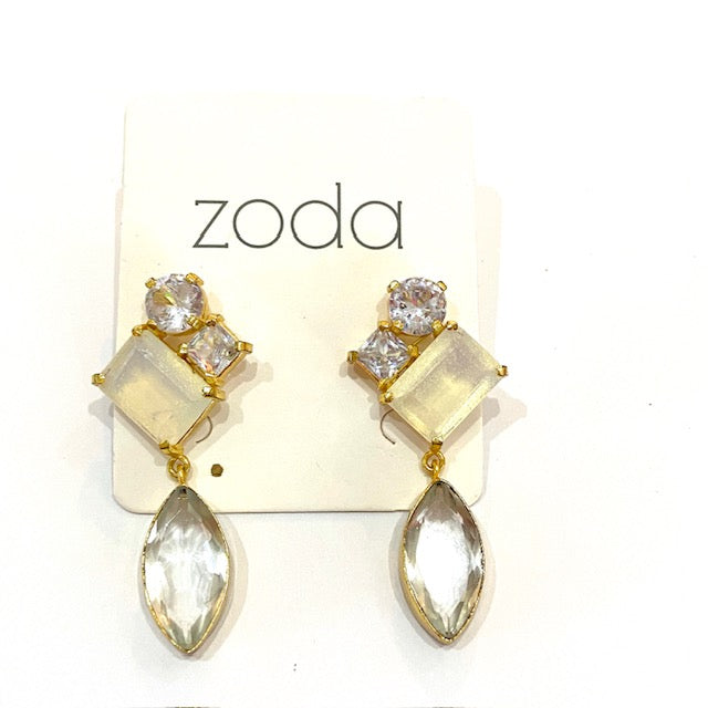 Zoda | Crystal Drop Earrings - Clear /diamond