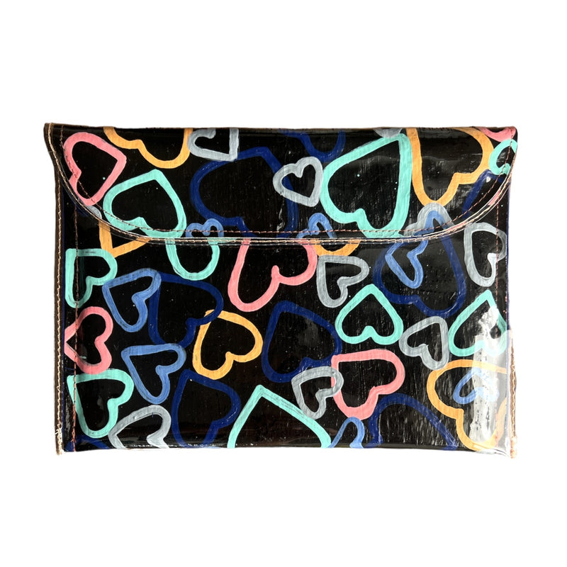 Theresa E Designs PVC Clutch | Black with Hearts