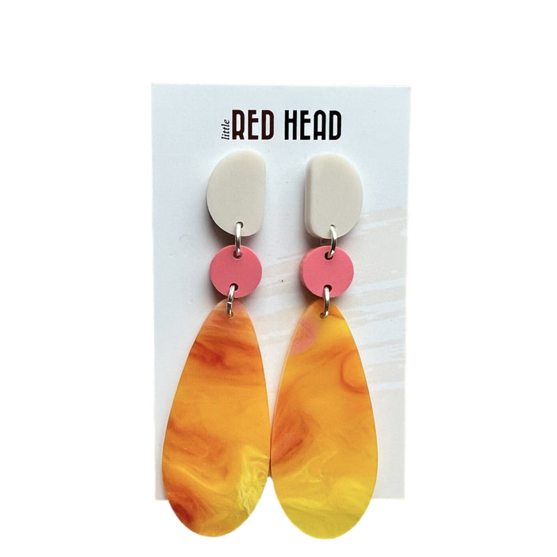 Little Red Head | Orange Marble and Pink Drops