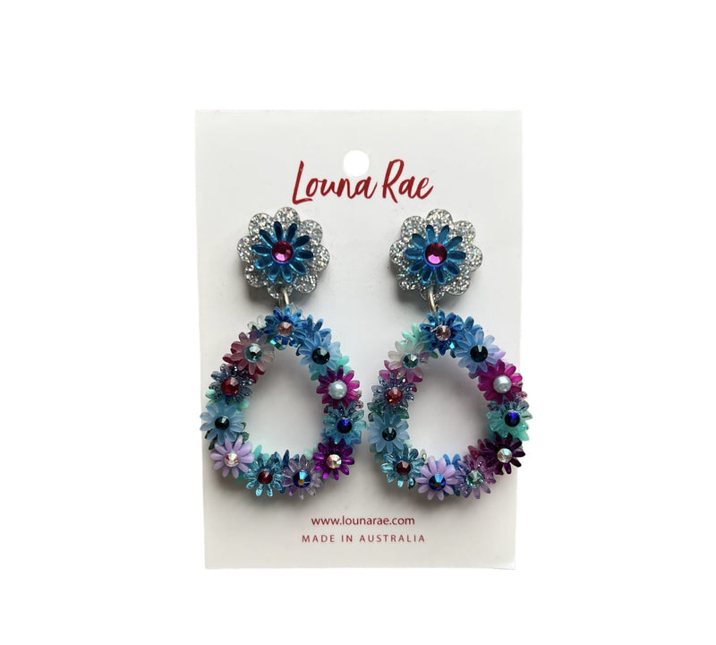 Louna Rae | Esther Dangle Earrings - Blue, Purple and Silver