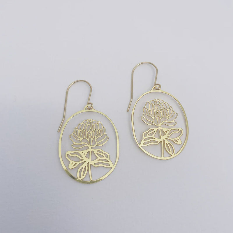 Denz | Mini Wattle Flower earrings in Gold