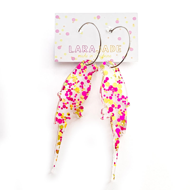 Lara Jade | Pink and gold glitter Budgie Hoops