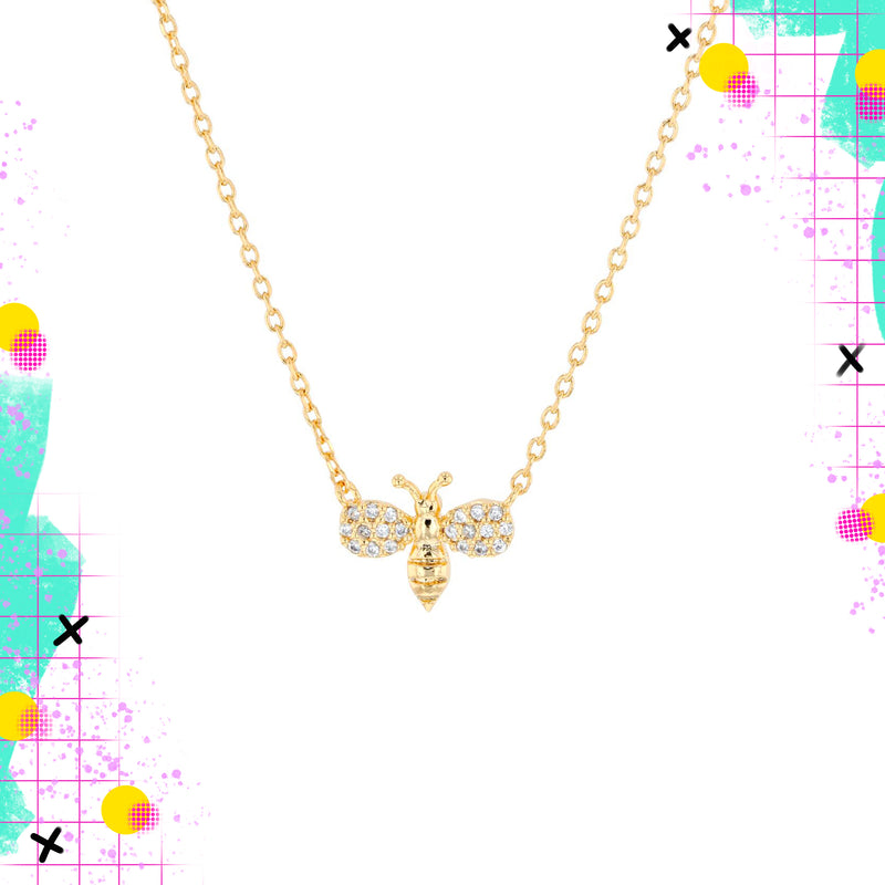 Tiger Tree mini bee necklace - gold/diamantes