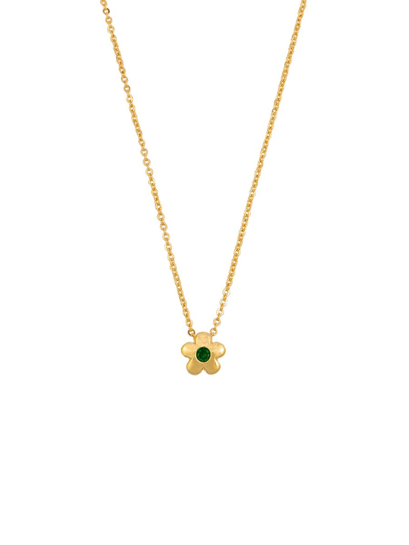 Tiger Tree | Gold and Emerald Crystal Daisy Necklace