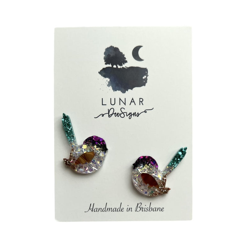 Lunar Dee | Pete the Purple Crowned Fairy Wren Studs